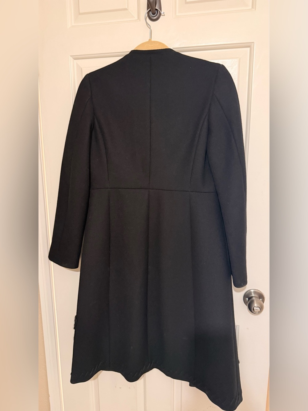 Prada Vintage F/W 2005 Black Wool Crochet Appliqué Coat IT 40 - Picture 9 of 9
